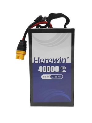 18S1P 40000mAh Herewin Soft Pack Drone Batterie Pack 68.4V 30C Batterie de pulvérisateur UAV