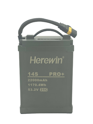 Herewin 14S1P Pro+ 22000mAh 25C pulvérisateur de décharge UAV batterie 53.2V avec coque en alliage d'aluminium