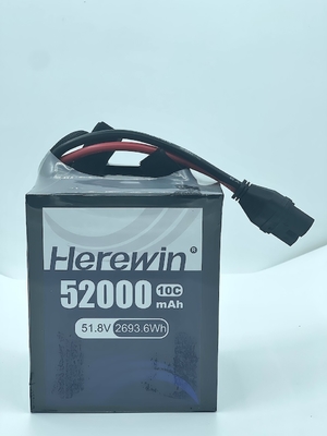 Soft Pack UAV Drone Batterie 51.8V Herewin 14S 52000MAH AI Avions Drone agricole LFP Batterie LIPO