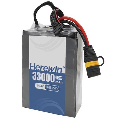 UAV batterie semi-solide 12S 44.4V 33000mAh Solution d'énergie légère et de grande capacité de la batterie Herewin