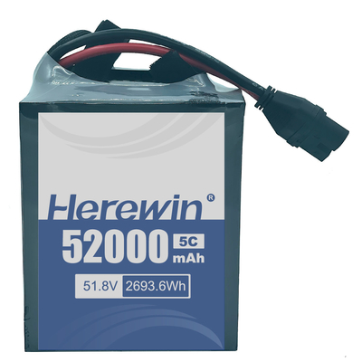 Batterie semi-solide de 52000 mAh à longue durée de vie avec tension 51,8 V et port de communication CAN